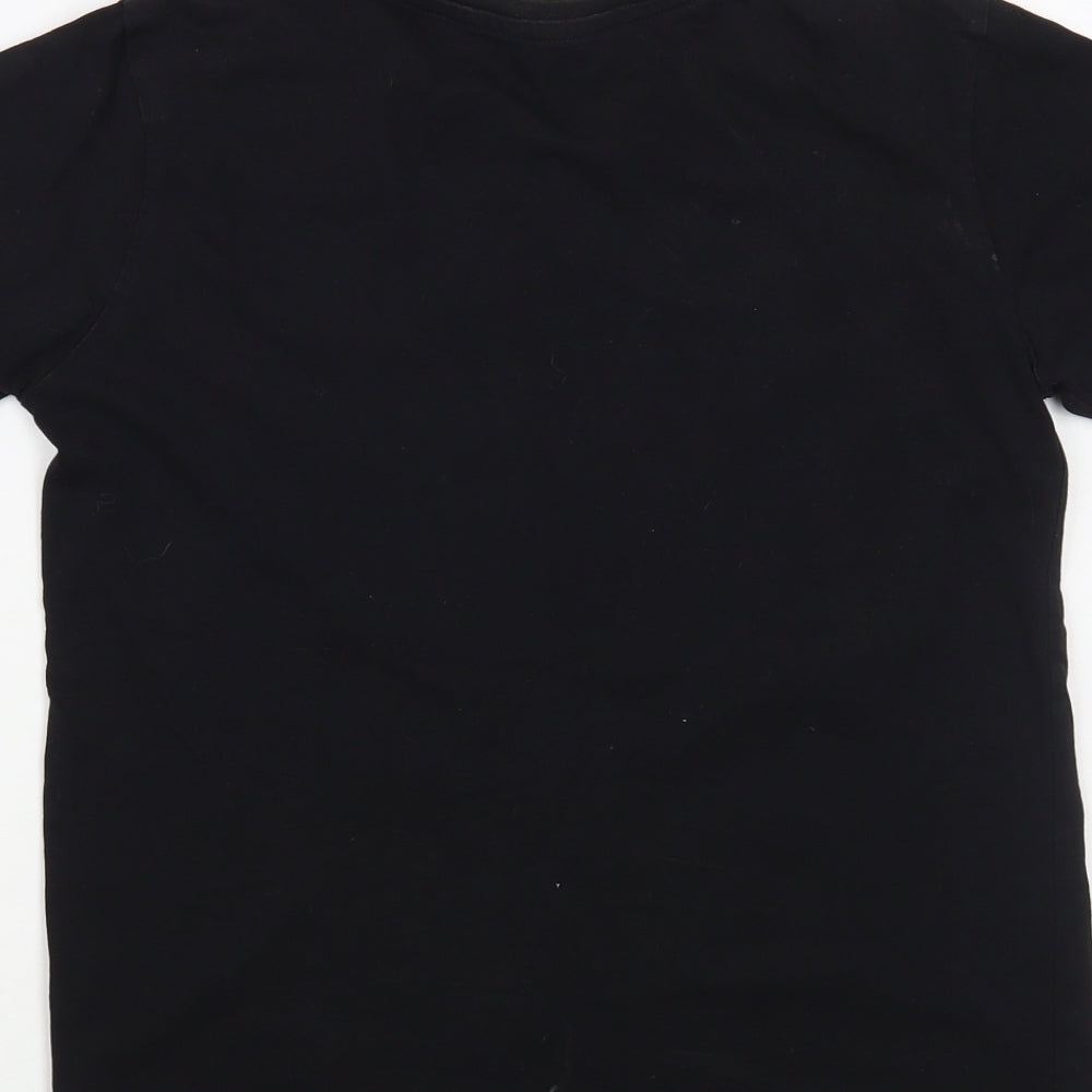 Preworn Boys Black Cotton Pullover T-Shirt Size 12-13 Years Crew Neck Pullover - Skull