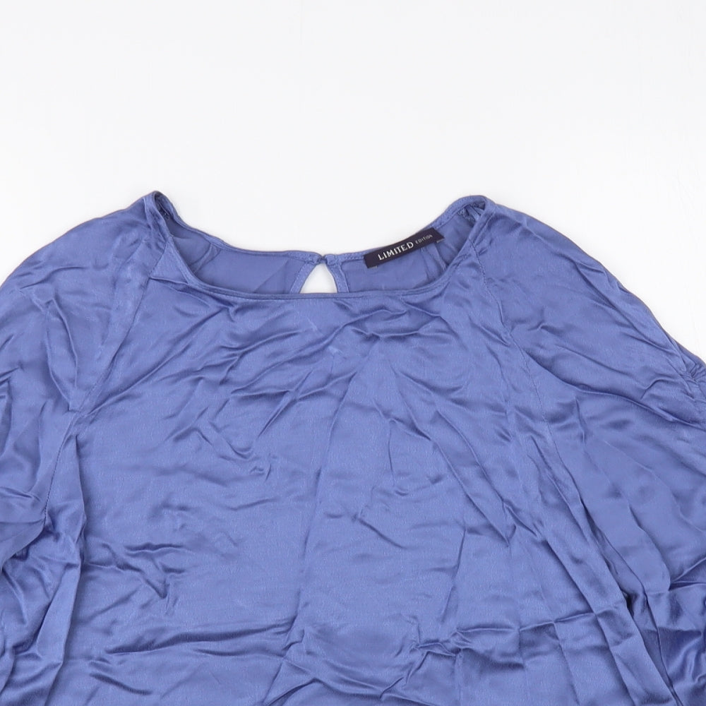 Marks and Spencer Womens Blue Viscose Basic Blouse Size 6 Boat Neck