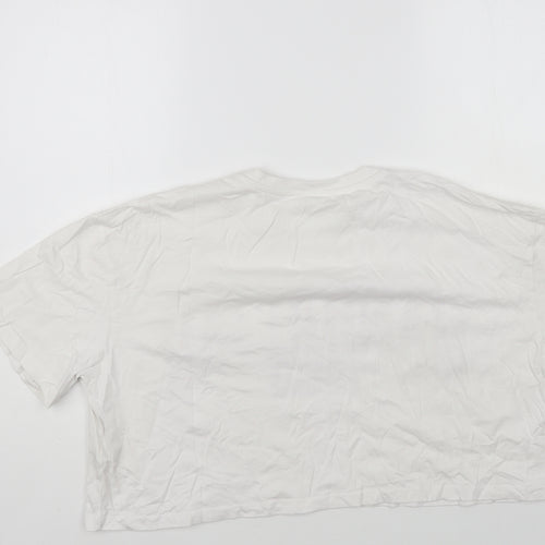 PEP&CO Womens White Cotton Cropped T-Shirt Size L Crew Neck - Manhattan