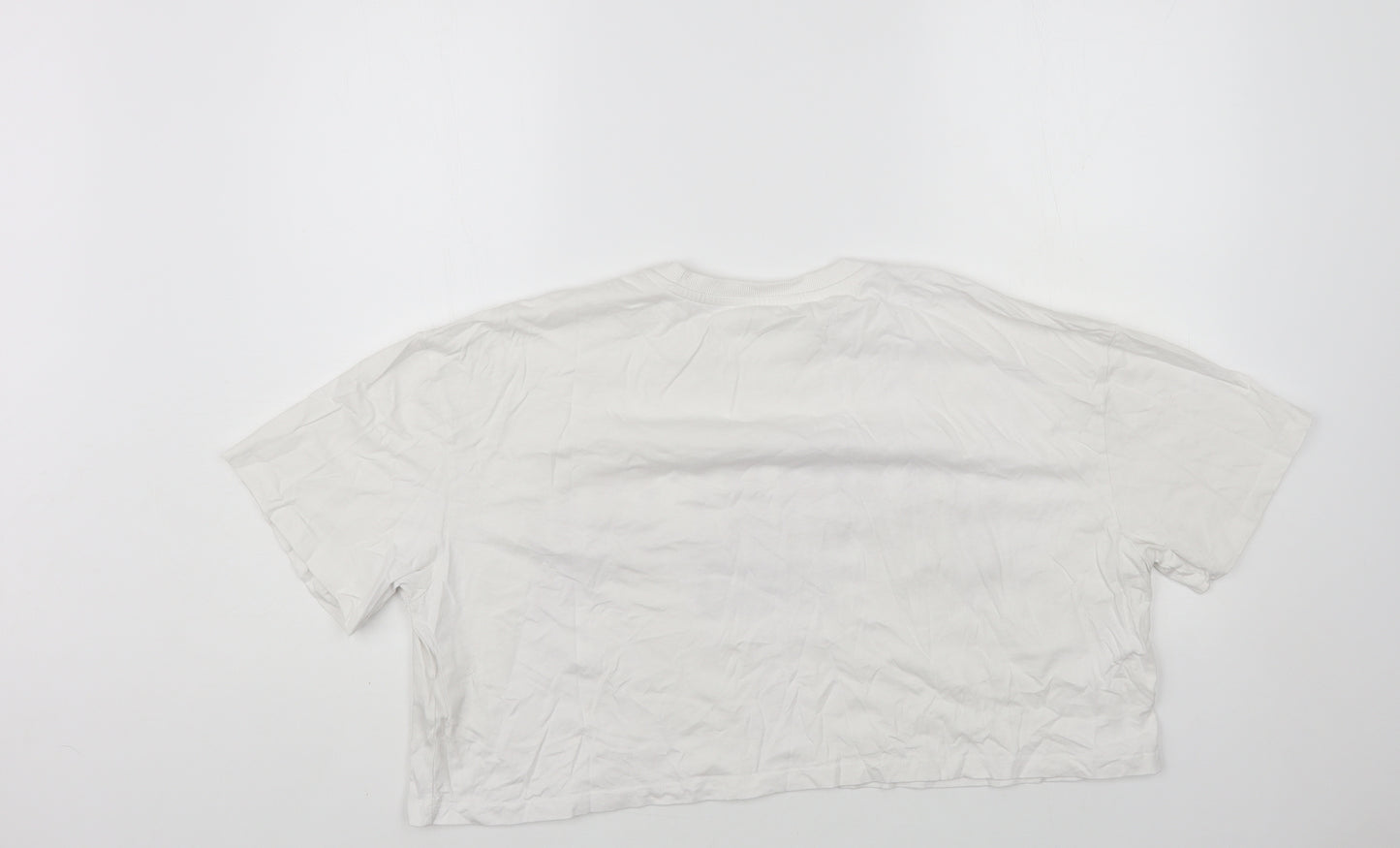 PEP&CO Womens White Cotton Cropped T-Shirt Size L Crew Neck - Manhattan