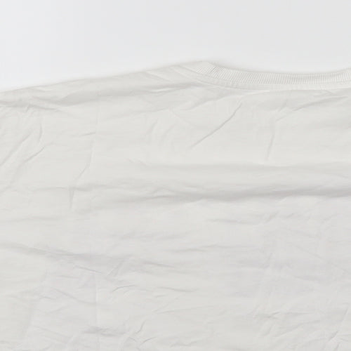 PEP&CO Womens White Cotton Cropped T-Shirt Size L Crew Neck - Manhattan
