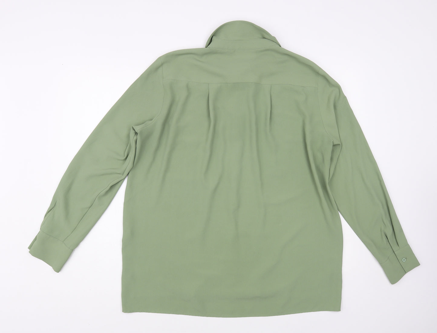 Topshop Womens Green Polyester Basic Button-Up Size 16 Collared