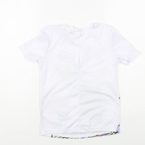 George Girls White Polyester Pullover T-Shirt Size 7-8 Years Crew Neck Button - David Walliams