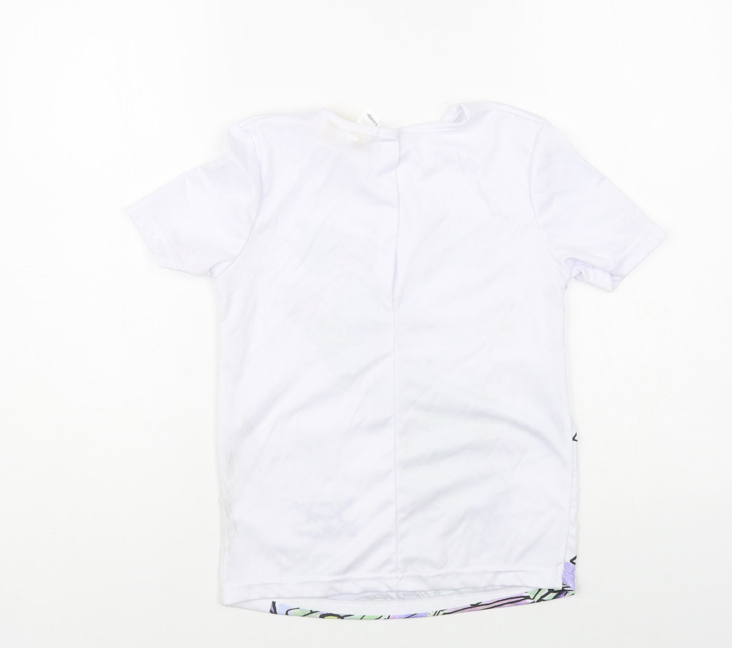 George Girls White Polyester Pullover T-Shirt Size 7-8 Years Crew Neck Button - David Walliams
