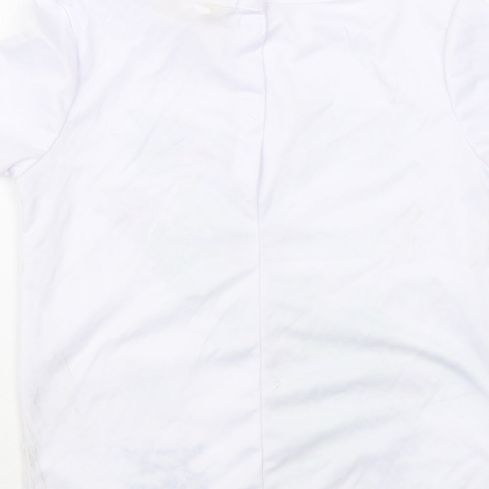 George Girls White Polyester Pullover T-Shirt Size 7-8 Years Crew Neck Button - David Walliams