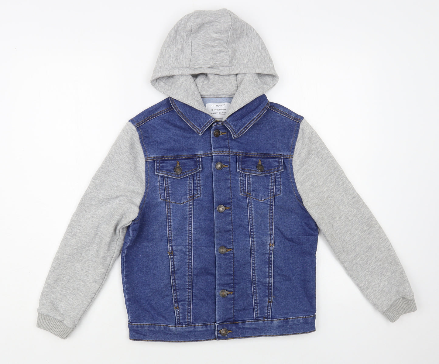 Primark Boys Blue Colourblock Basic Jacket Jacket Size 10-11 Years Button