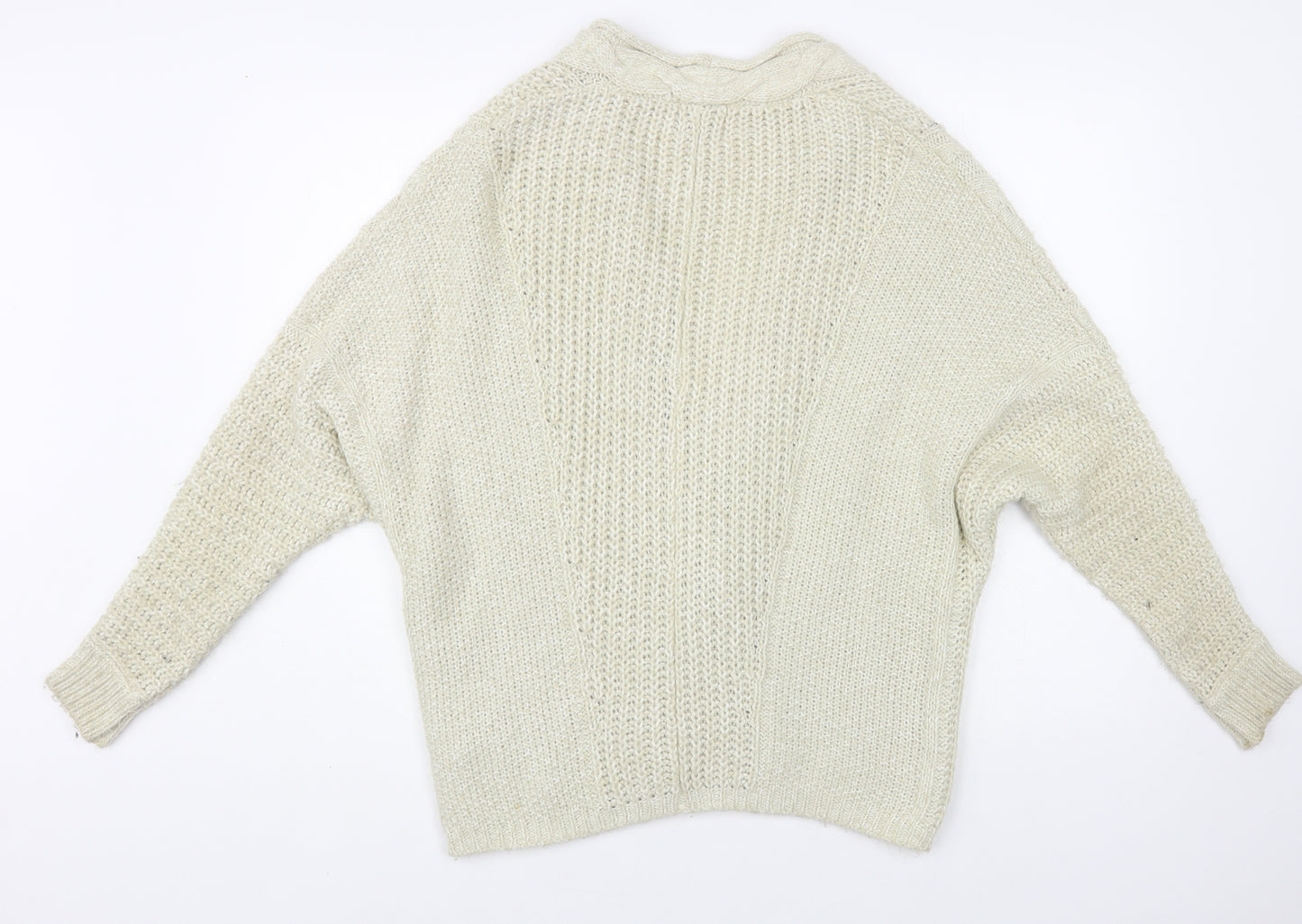River Island Womens Beige V-Neck Acrylic Cardigan Jumper Size 8