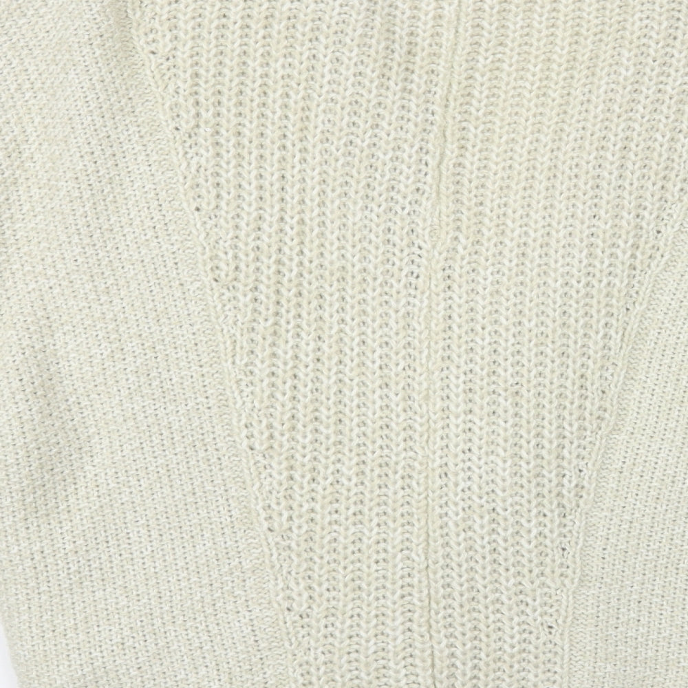 River Island Womens Beige V-Neck Acrylic Cardigan Jumper Size 8