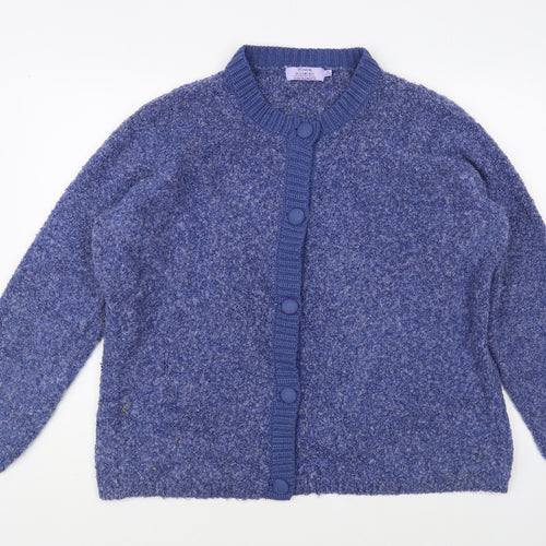 Honor Milburn Womens Blue Crew Neck Acrylic Cardigan Jumper Size XL