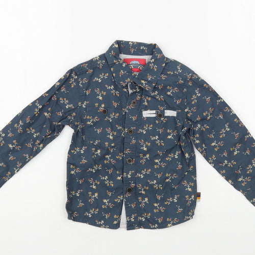 Mothercare Baby Blue Floral Cotton Basic Button-Up Size 18-24 Months Collared Button