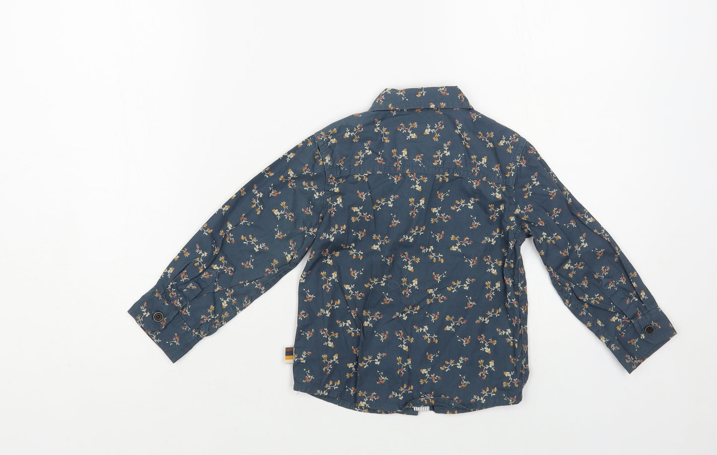 Mothercare Baby Blue Floral Cotton Basic Button-Up Size 18-24 Months Collared Button