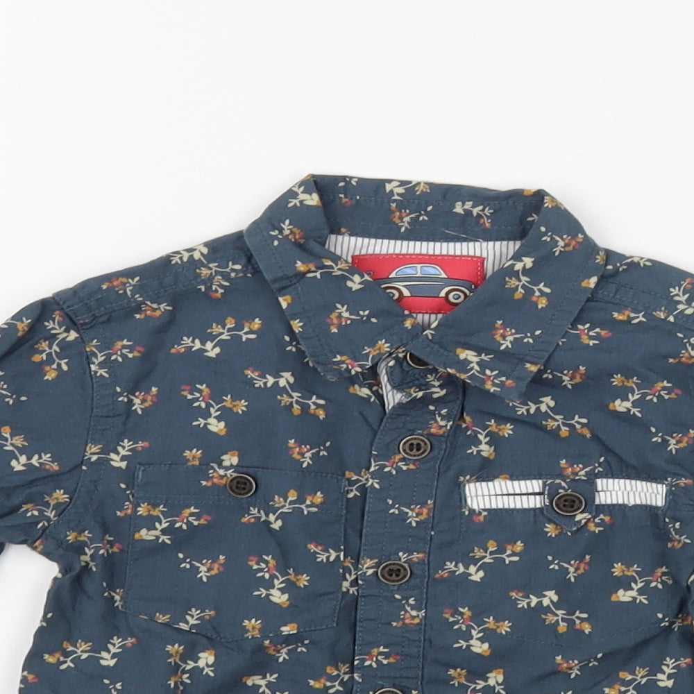 Mothercare Baby Blue Floral Cotton Basic Button-Up Size 18-24 Months Collared Button
