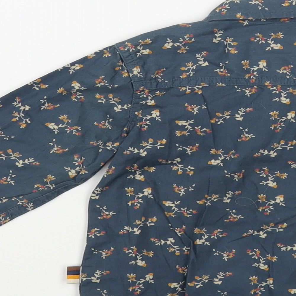 Mothercare Baby Blue Floral Cotton Basic Button-Up Size 18-24 Months Collared Button