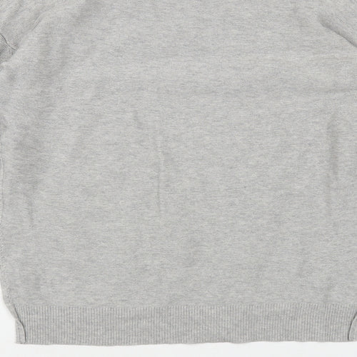 Marks and Spencer Womens Grey V-Neck Cotton Pullover Jumper Size 8