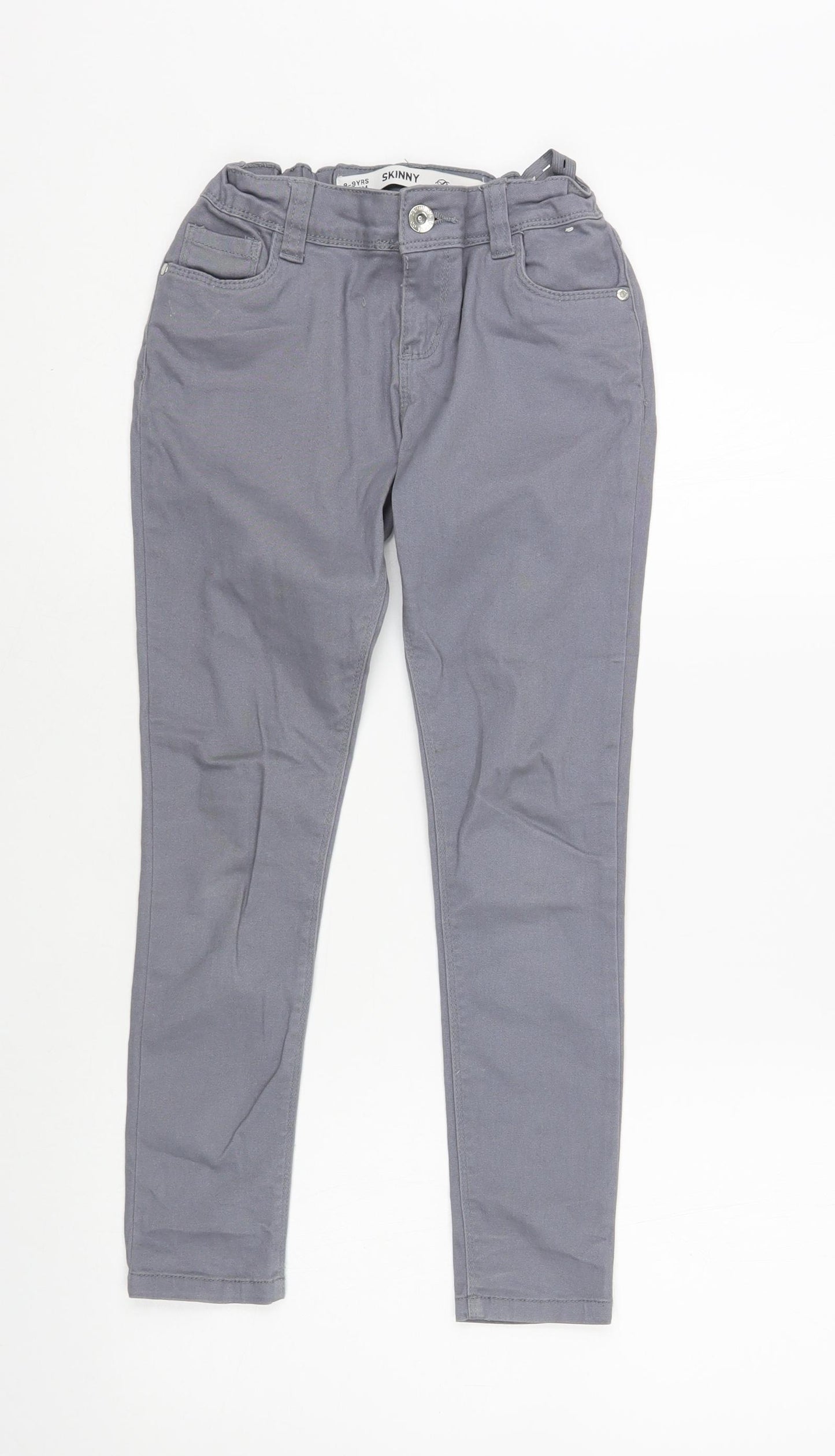 Denim Co. Girls Grey Cotton Skinny Jeans Size 8-9 Years Regular Button
