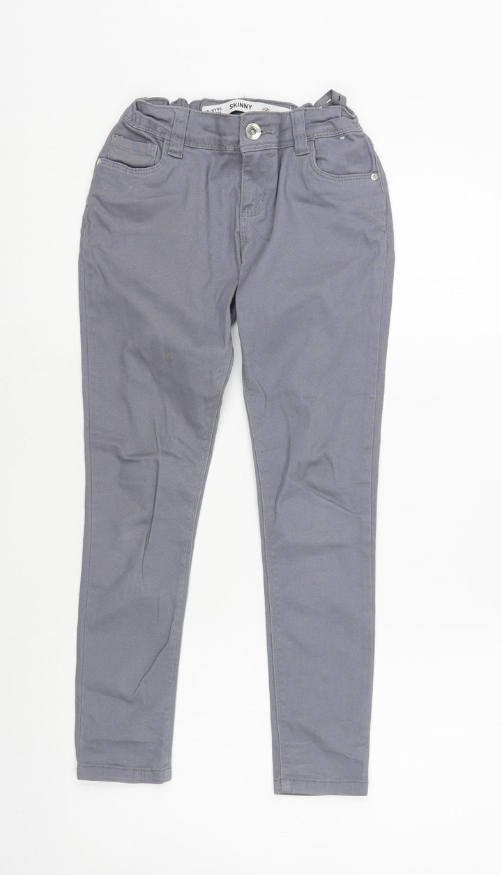 Denim Co. Girls Grey Cotton Skinny Jeans Size 8-9 Years Regular Button