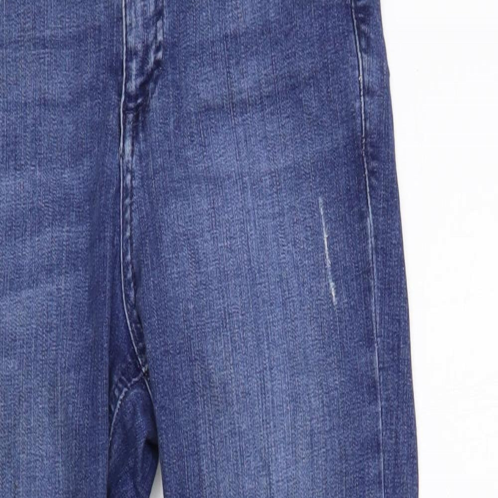 Miss Selfridge Womens Blue Cotton Skinny Jeans Size 8 L24.5 in Regular Button