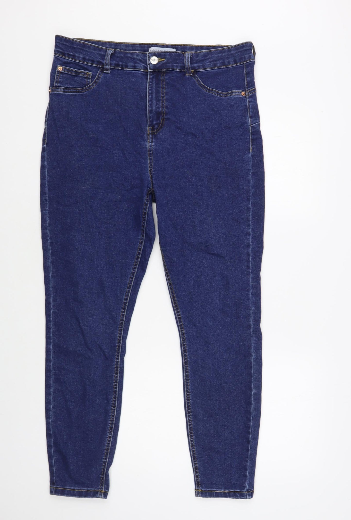 Denim Co. Womens Blue Cotton Skinny Jeans Size 16 L28 in Regular Button