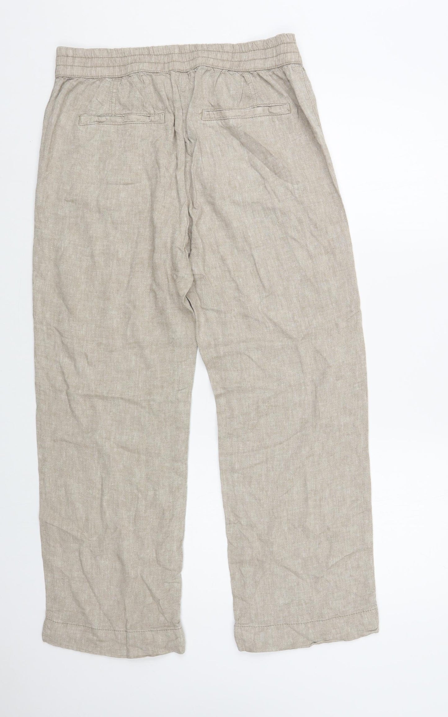 George Womens Beige Linen Trousers Size 10 L28 in Regular Drawstring