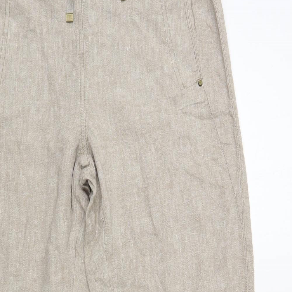 George Womens Beige Linen Trousers Size 10 L28 in Regular Drawstring