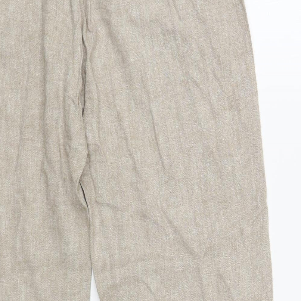 George Womens Beige Linen Trousers Size 10 L28 in Regular Drawstring