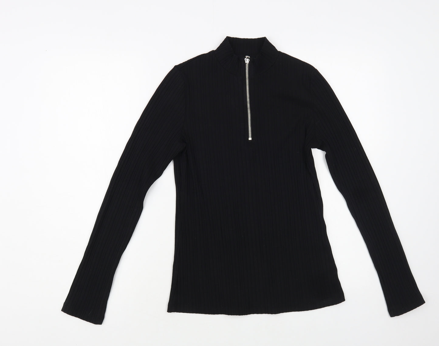 NEXT Womens Black Mock Neck Cotton Pullover Jumper Size 10