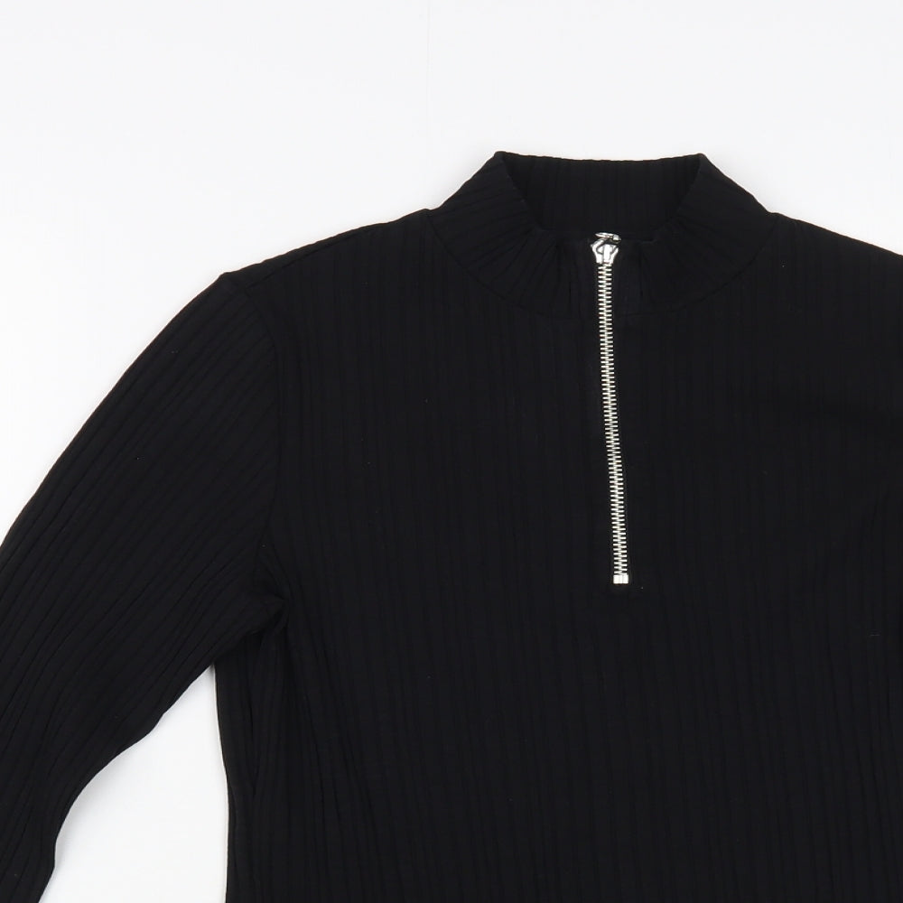 NEXT Womens Black Mock Neck Cotton Pullover Jumper Size 10