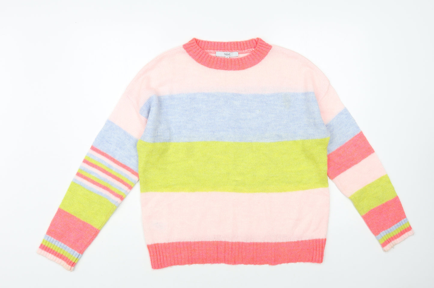 NEXT Womens Multicoloured Crew Neck Striped Acrylic Pullover Jumper Size XS
