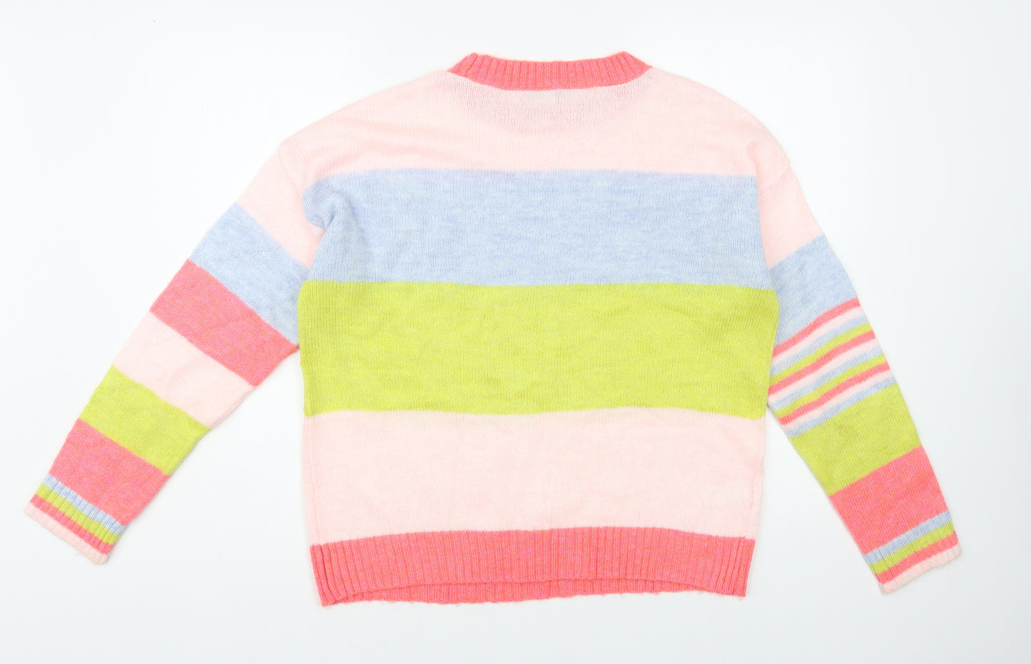 NEXT Womens Multicoloured Crew Neck Striped Acrylic Pullover Jumper Size XS