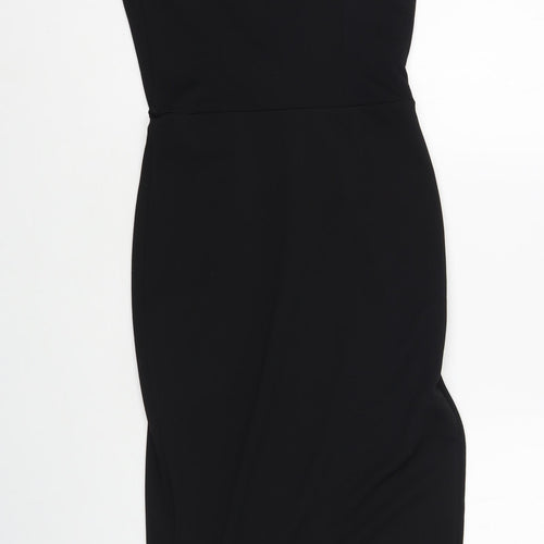 Miss Selfridge Womens Black Polyester Pencil Dress Size 8 V-Neck Pullover