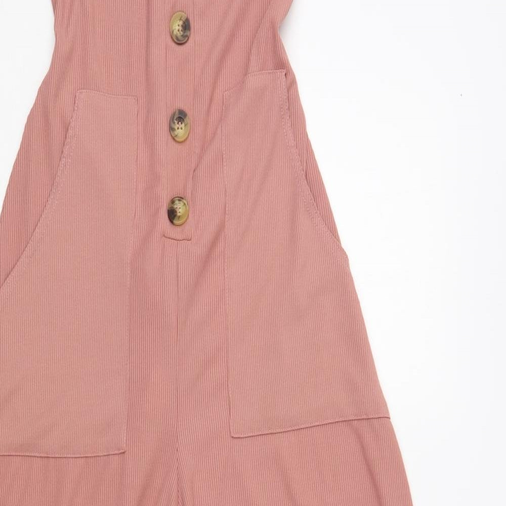 Boohoo Womens Pink Polyester Jumpsuit One-Piece Size 12 L32 in Pullover