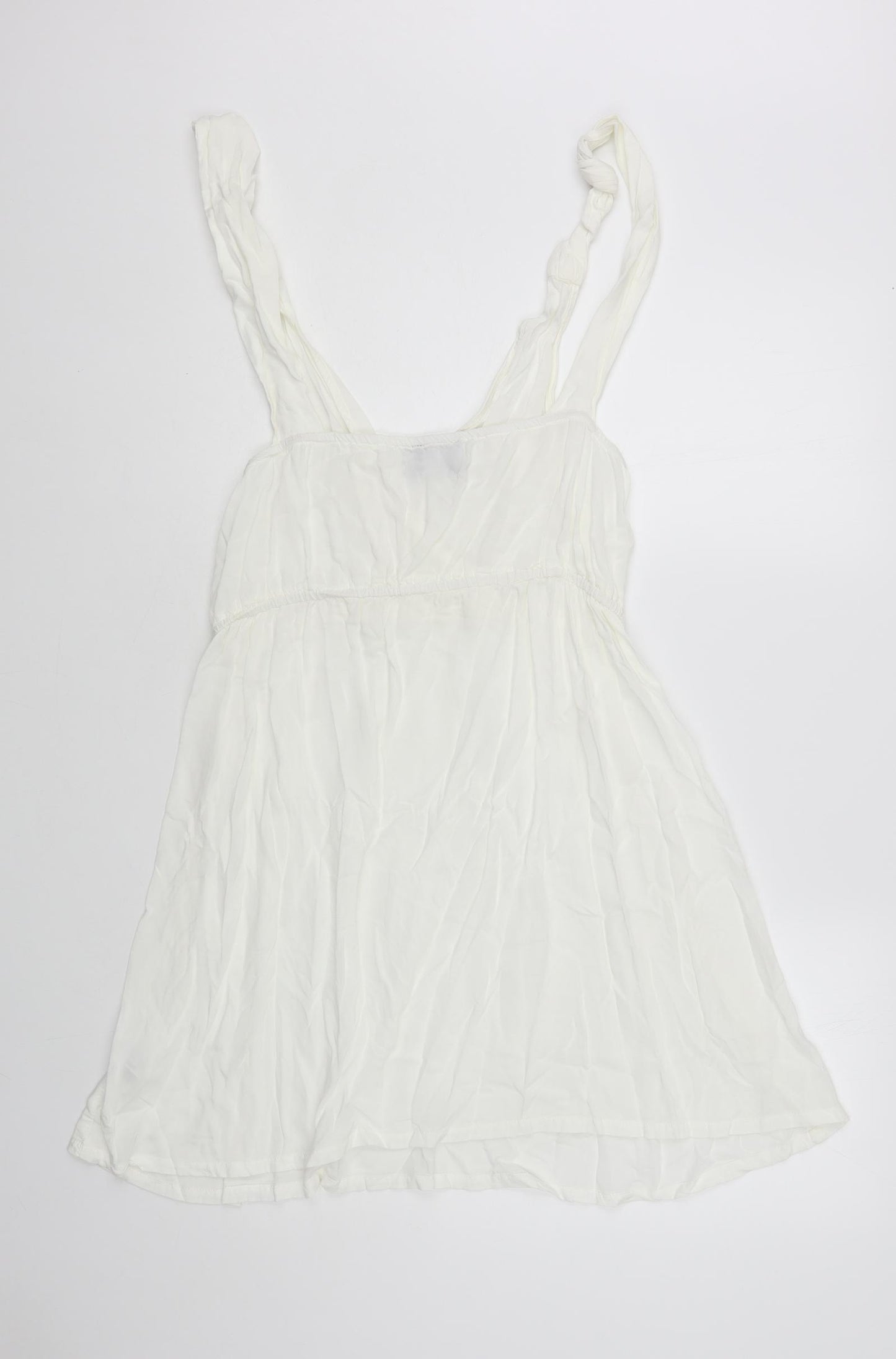 ASOS Womens White Viscose Fit & Flare Size 12 V-Neck Pullover