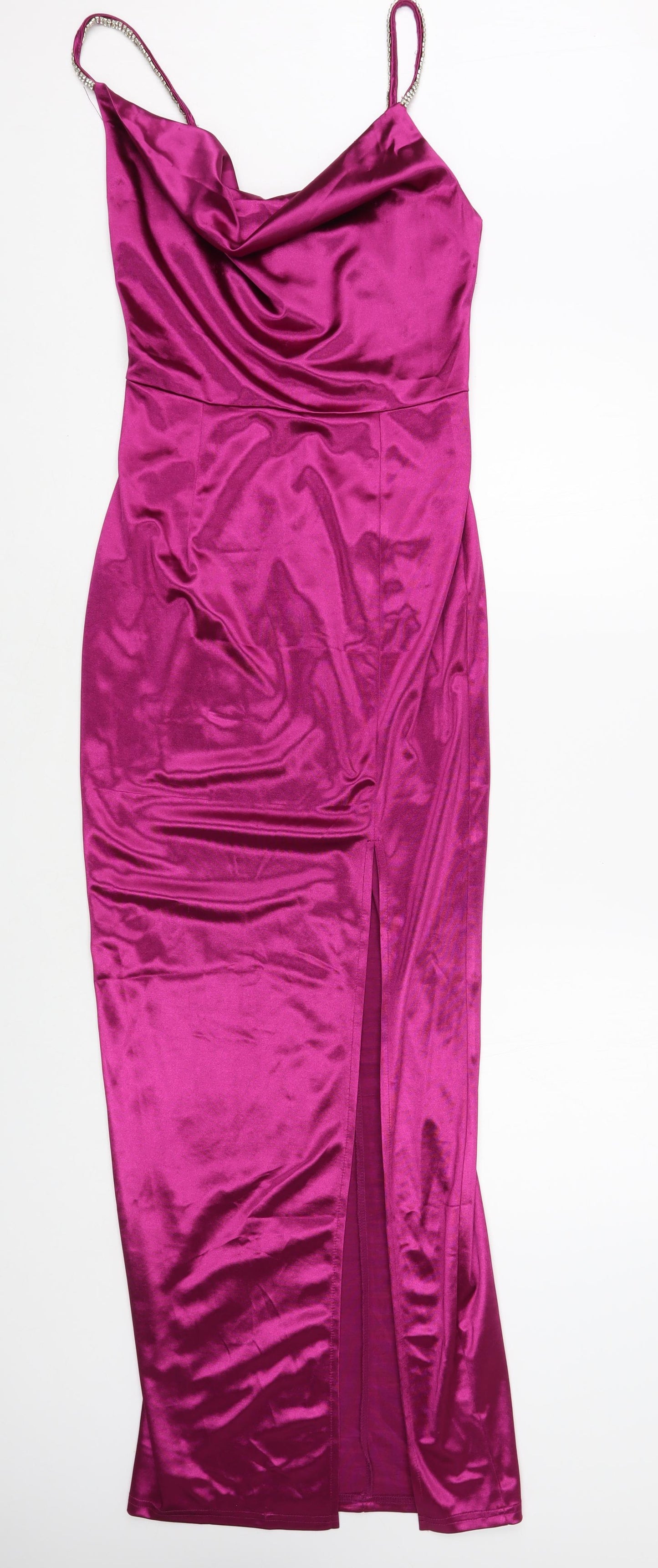 Quiz Womens Purple Polyester Maxi Size 6 Cowl Neck Zip