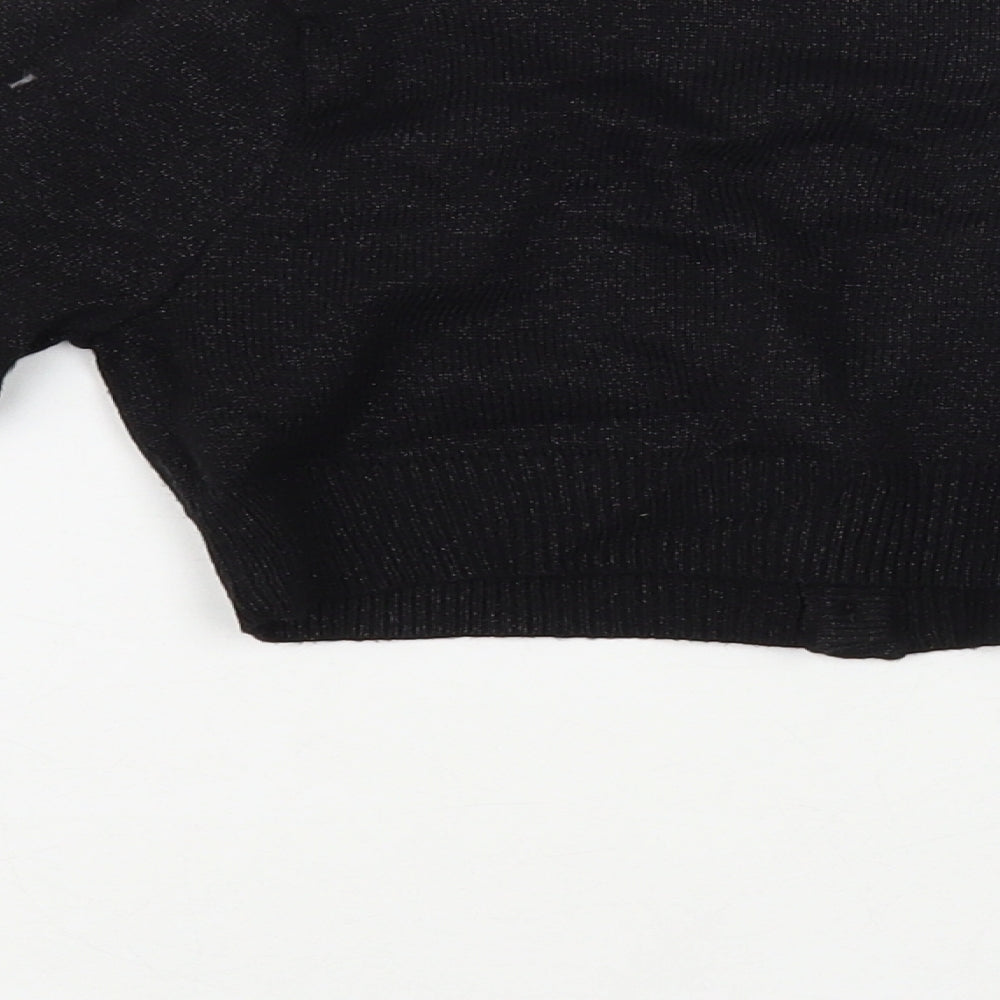 George Girls Black V-Neck Acrylic Shrug Jumper Size 7-8 Years Button