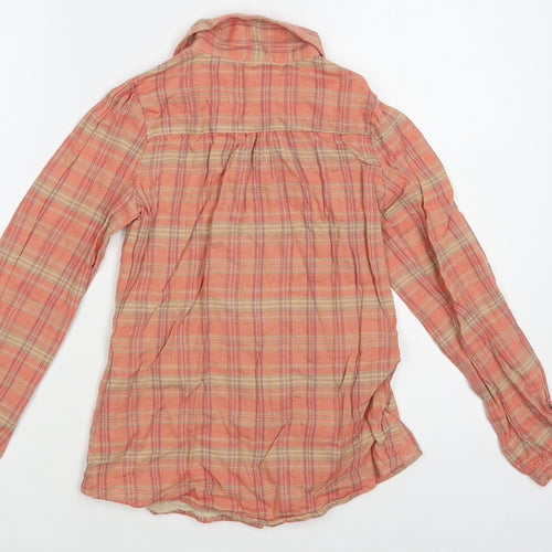 Dunnes Stores Girls Pink Plaid Cotton Basic Button-Up Size 9 Years Collared Button