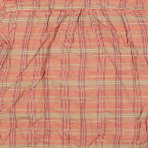 Dunnes Stores Girls Pink Plaid Cotton Basic Button-Up Size 9 Years Collared Button