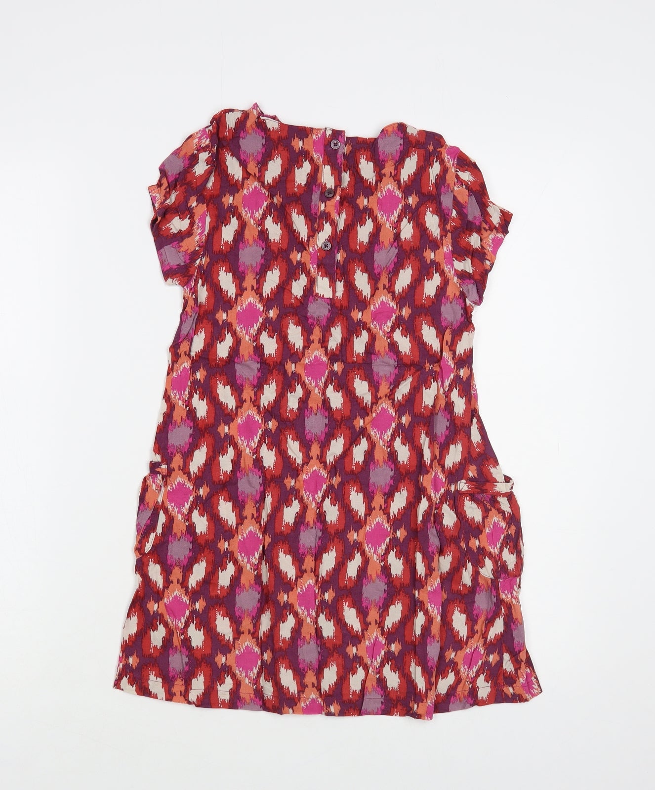 George Girls Purple Geometric Viscose Shift Size 8-9 Years Round Neck Button