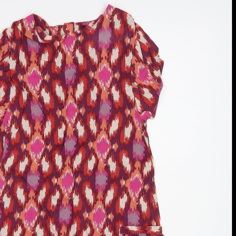 George Girls Purple Geometric Viscose Shift Size 8-9 Years Round Neck Button