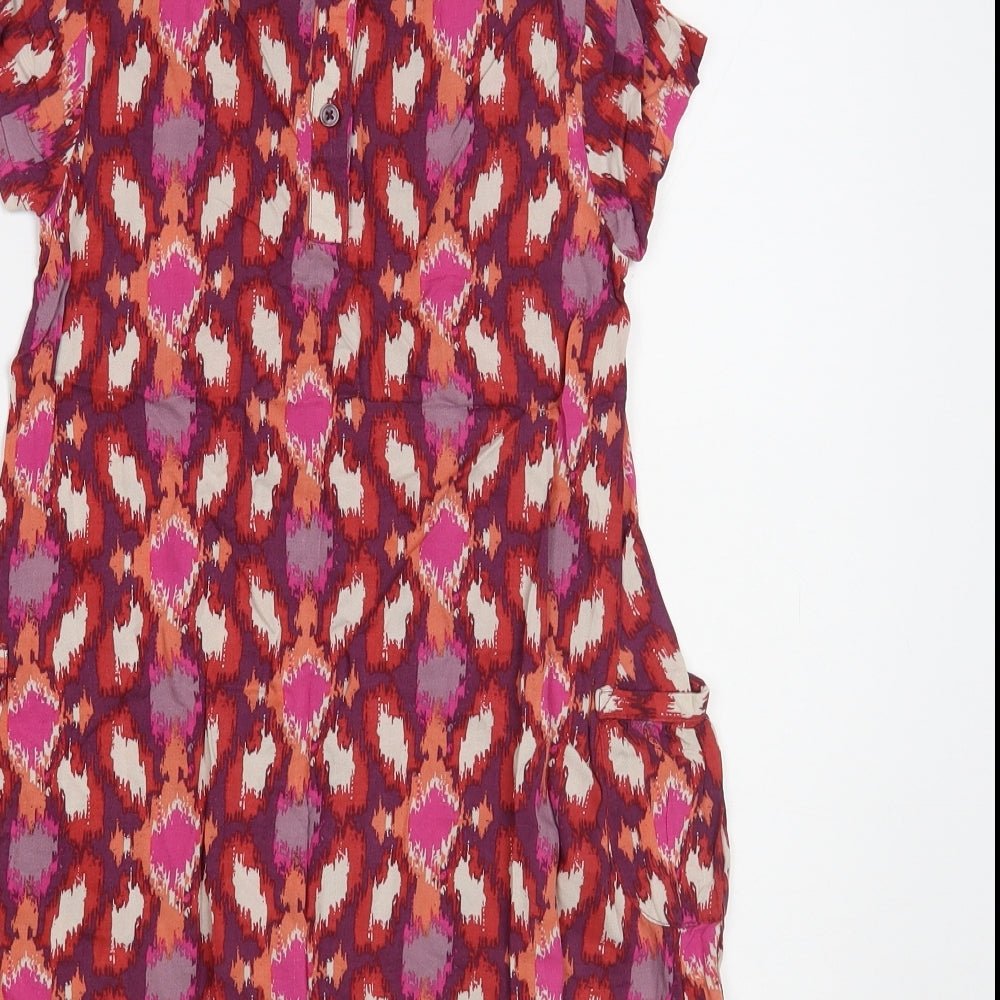 George Girls Purple Geometric Viscose Shift Size 8-9 Years Round Neck Button
