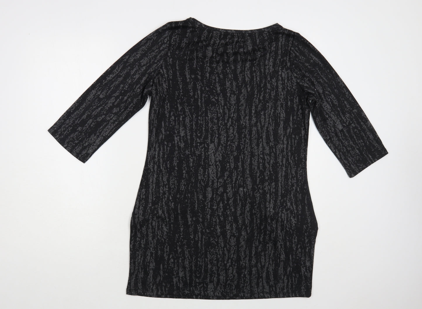 Dunnes Stores Womens Black Polyester Tunic Blouse Size 12 Boat Neck