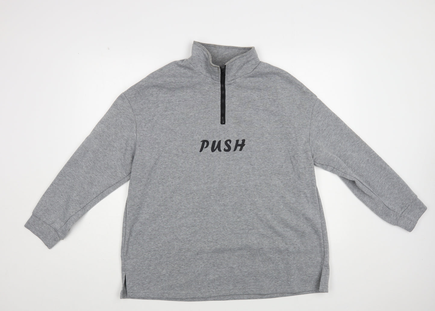 SheIn Womens Grey Cotton Pullover Sweatshirt Size M Zip - Push