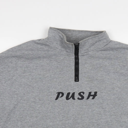 SheIn Womens Grey Cotton Pullover Sweatshirt Size M Zip - Push