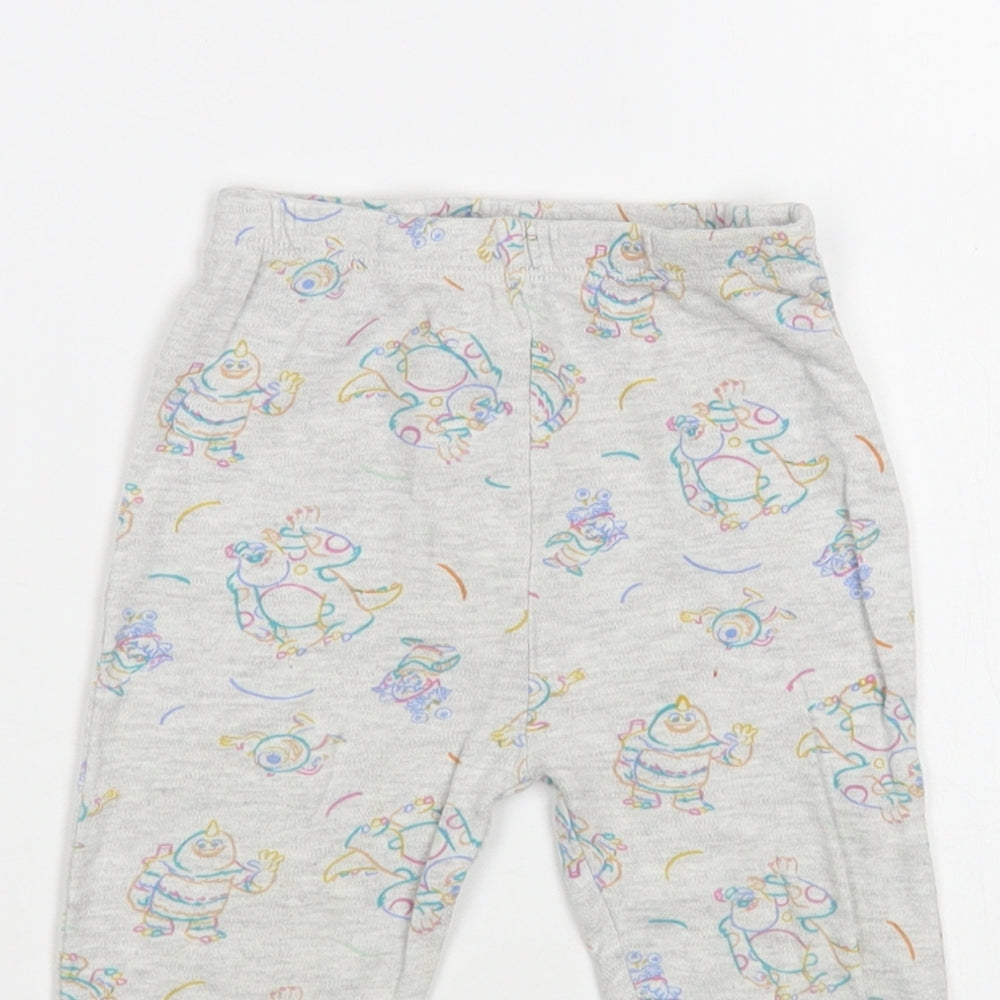 George Baby Grey Geometric Cotton Jogger Trousers Size 12-18 Months