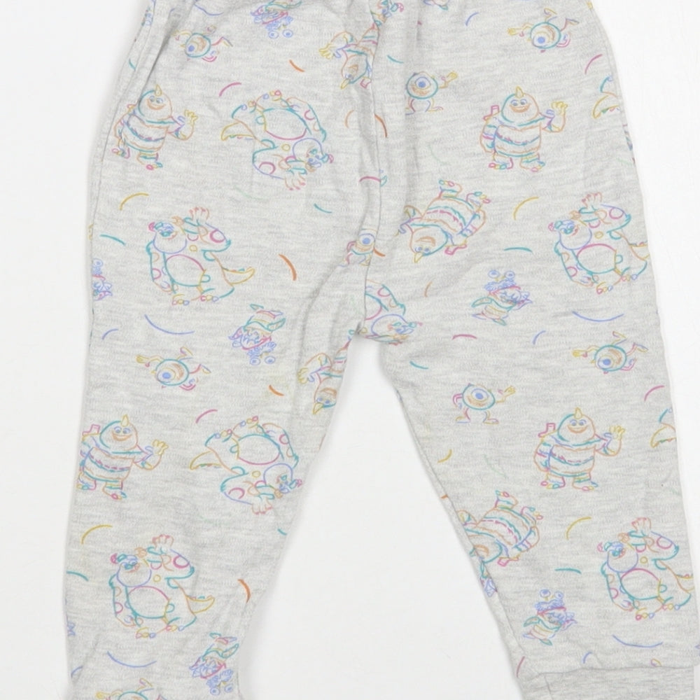 George Baby Grey Geometric Cotton Jogger Trousers Size 12-18 Months