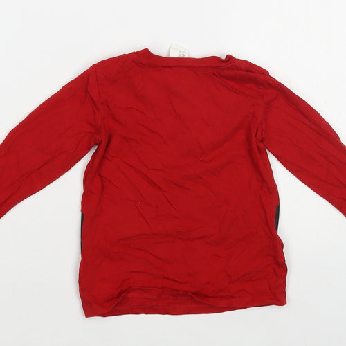 H&M Baby Red Cotton Pullover T-Shirt Size 12-18 Months Crew Neck Snap - Santa