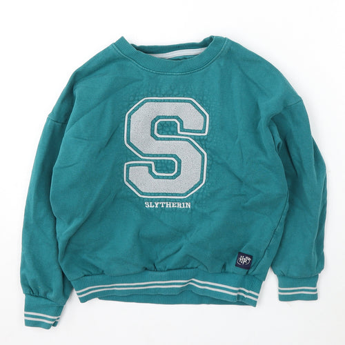 Marks and Spencer Girls Green Cotton Pullover Sweatshirt Size 8-9 Years - harry potter