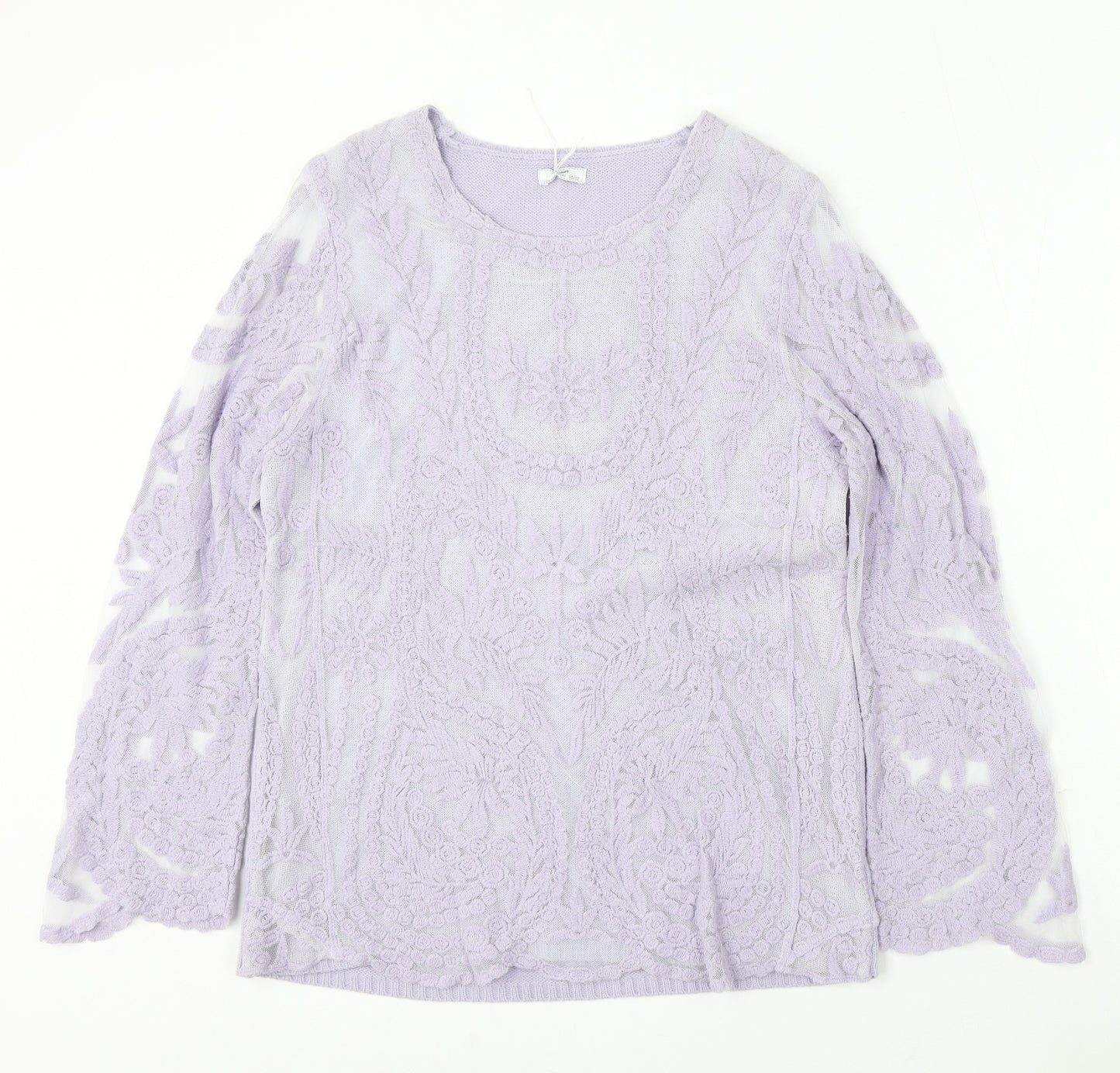 Cotton Traders Womens Purple Round Neck Cotton Pullover Jumper Size 10