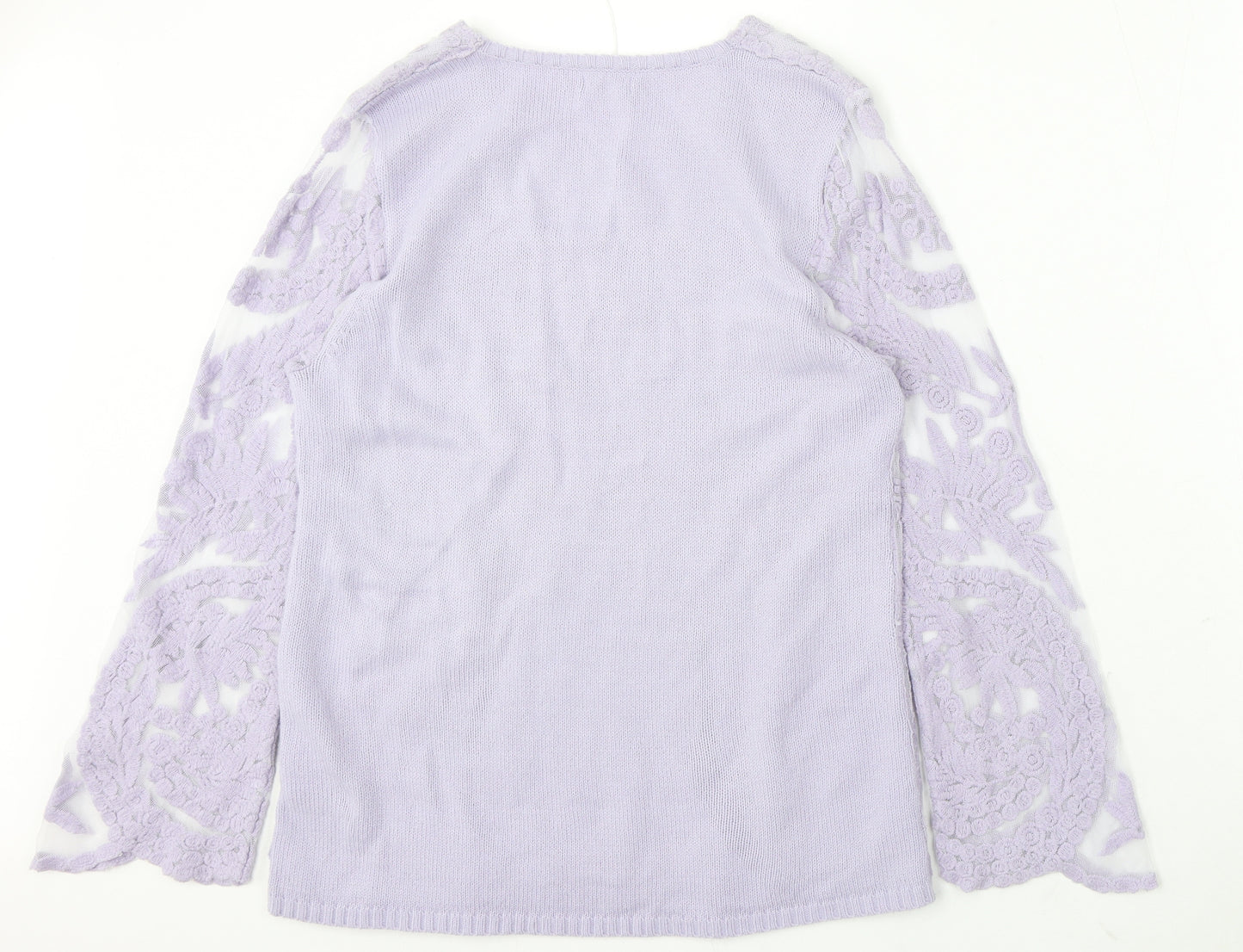 Cotton Traders Womens Purple Round Neck Cotton Pullover Jumper Size 10