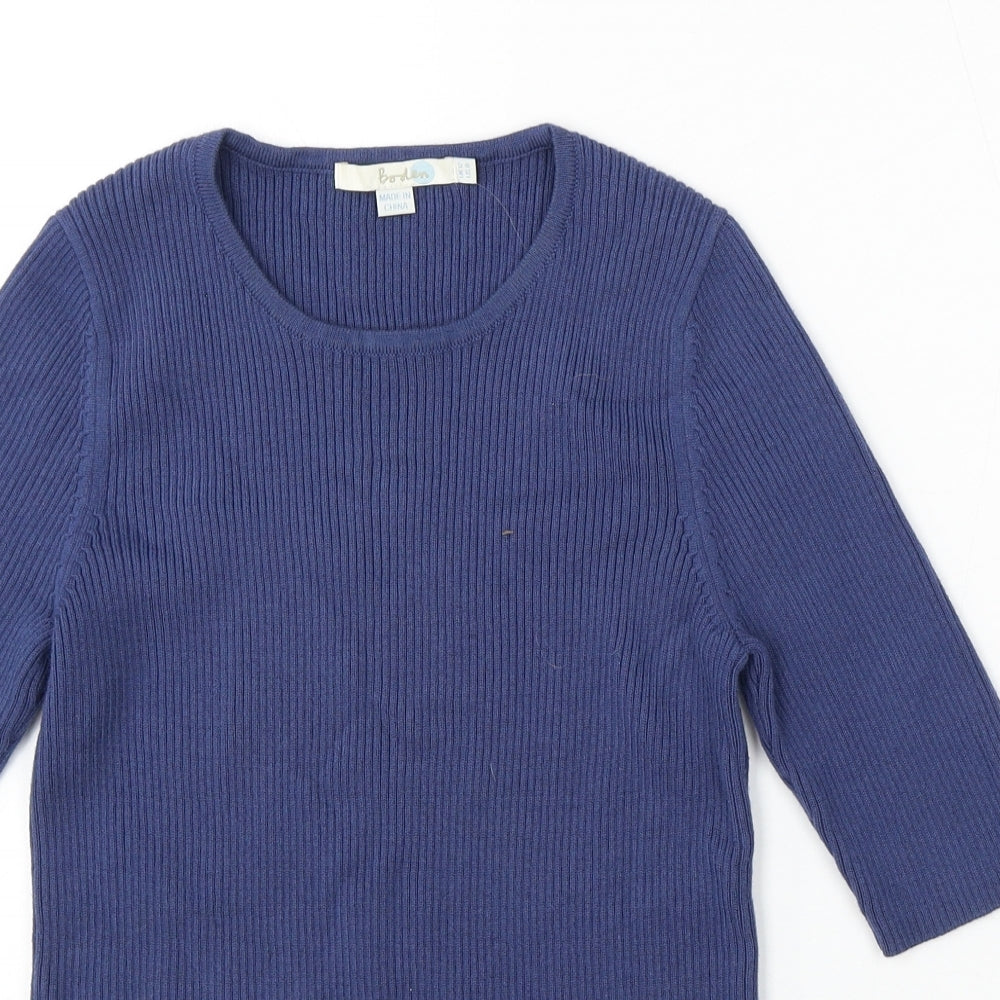 Boden Womens Blue Round Neck Wool Pullover Jumper Size 12