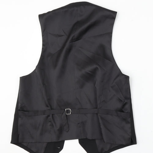 Greenwoods Elite Mens Black Polyester Jacket Suit Waistcoat Size M